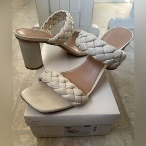 A New Day Women's Ivory Braided Heeled Sandals